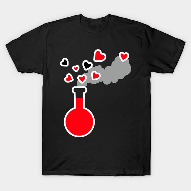 Elixir of Love - Red Potion Laboratory Flask with Hearts T-Shirt by XOOXOO